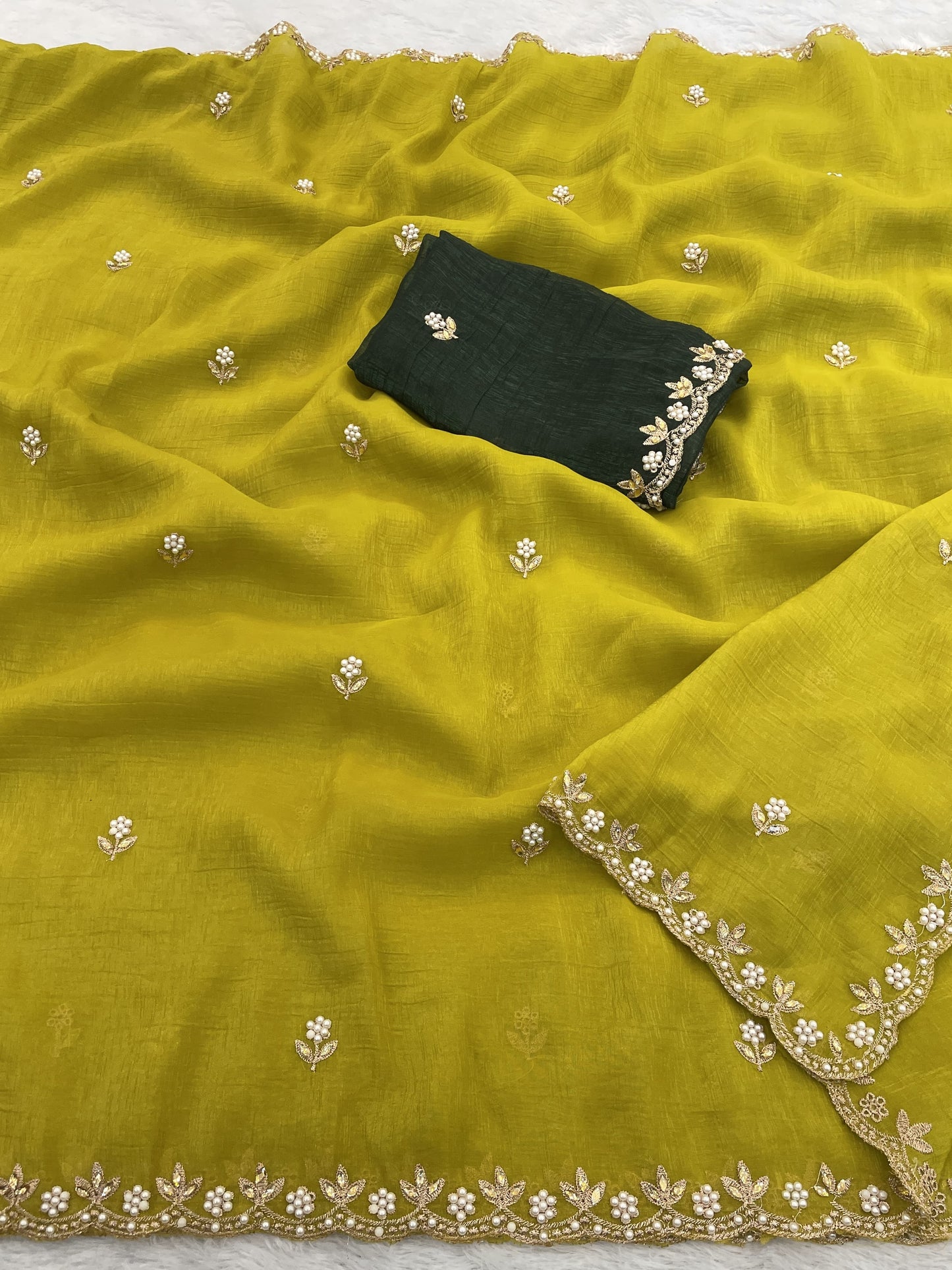 Heavy Crunchy Silk Embroidery Saree