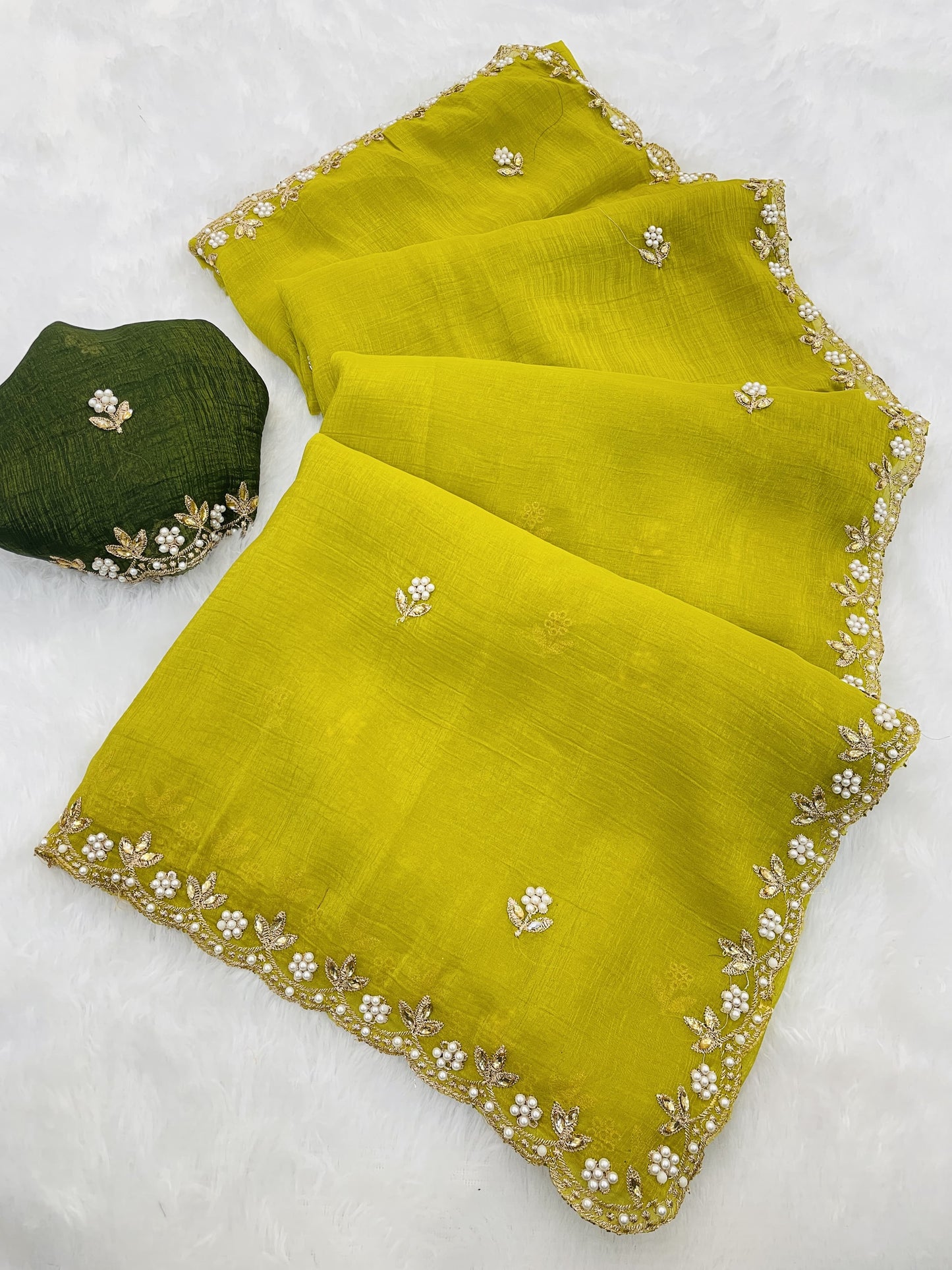 Heavy Crunchy Silk Embroidery Saree