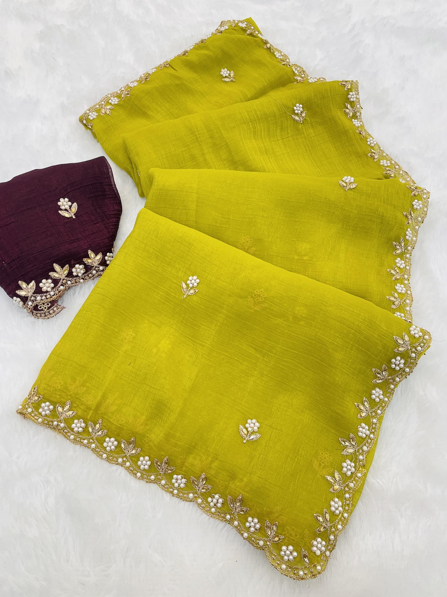 Heavy Crunchy Silk Embroidery Saree