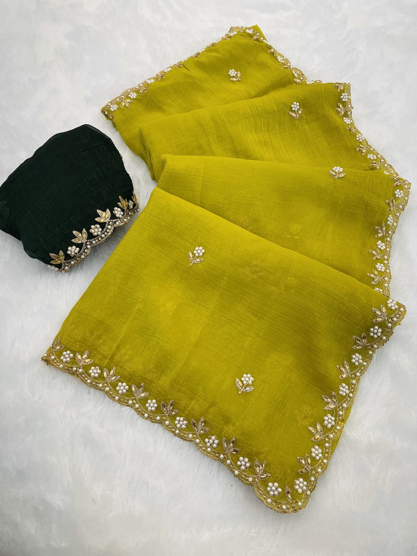 Heavy Crunchy Silk Embroidery Saree