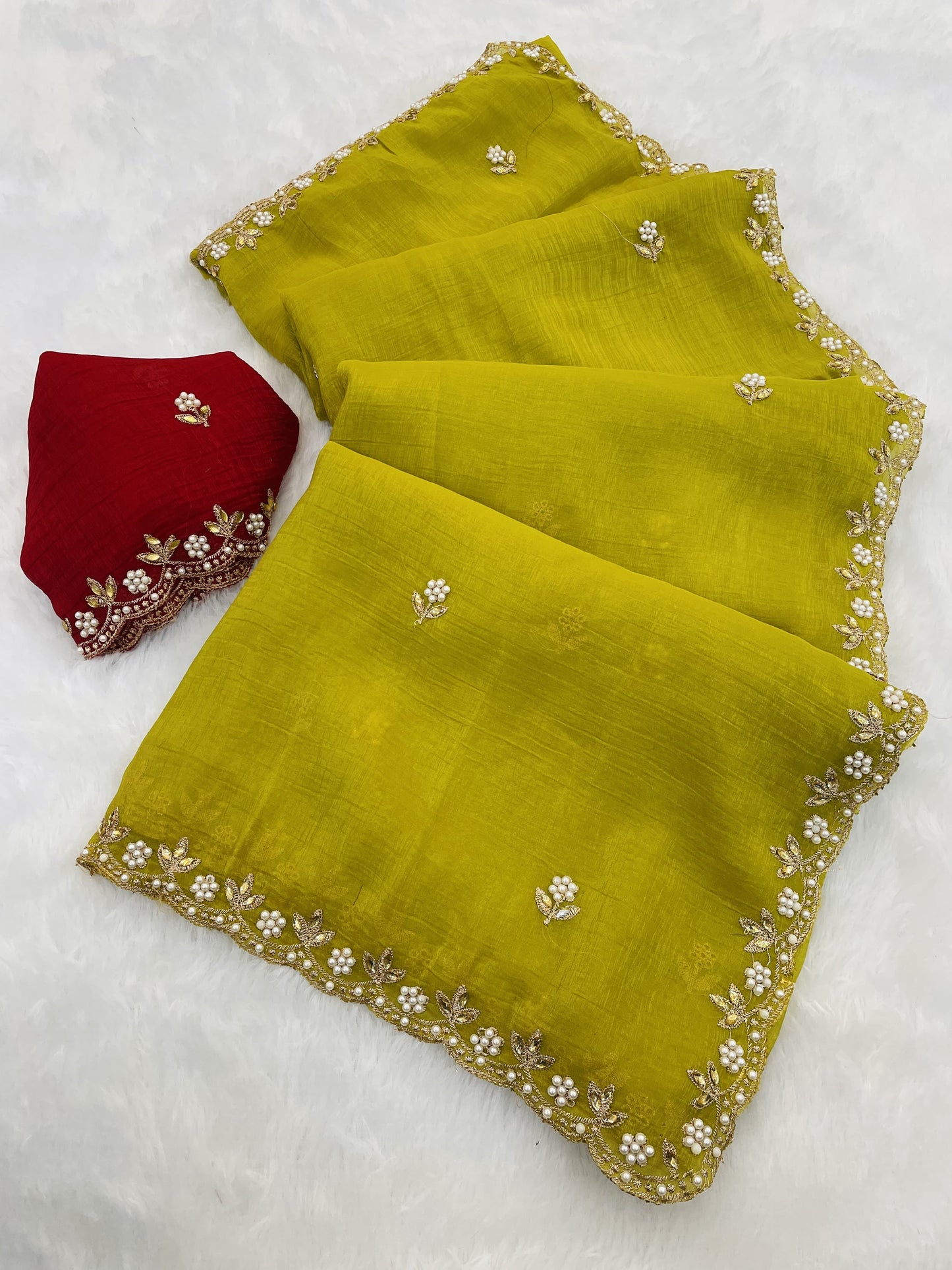 Heavy Crunchy Silk Embroidery Saree