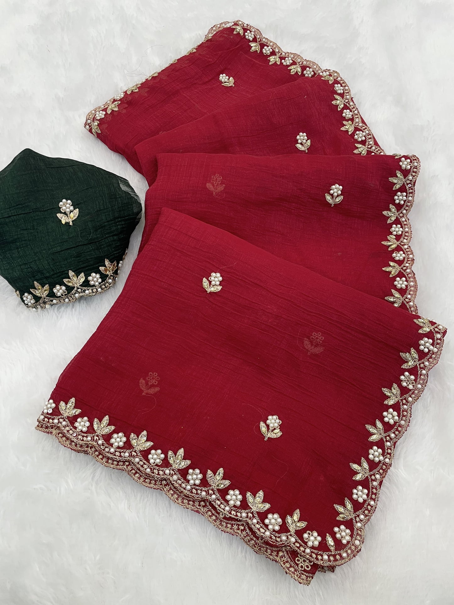 Heavy Crunchy Silk Embroidery Saree
