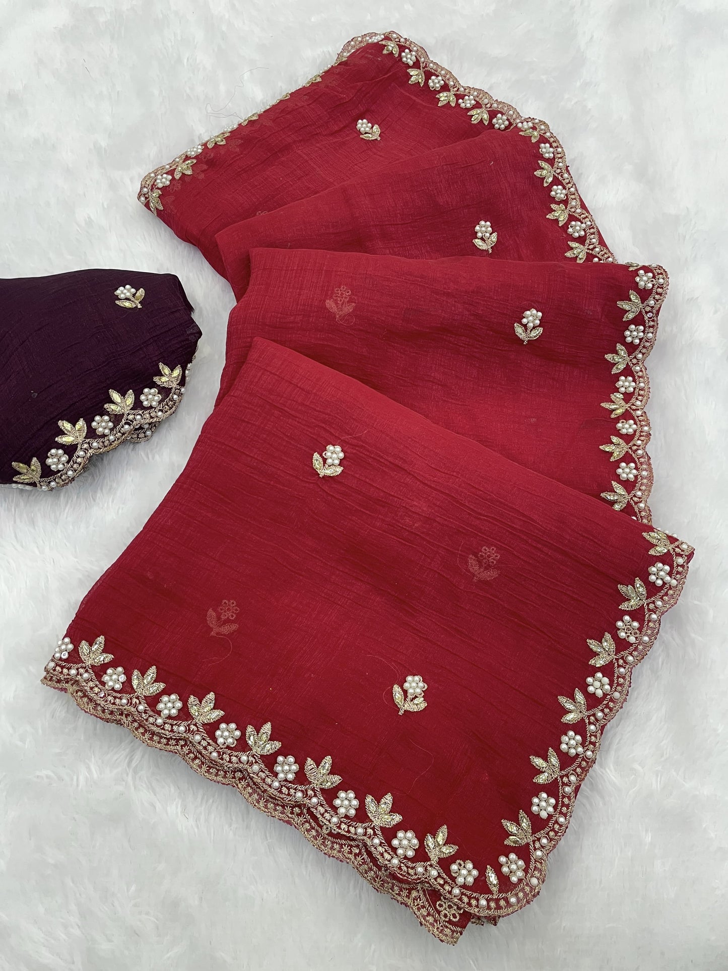 Heavy Crunchy Silk Embroidery Saree