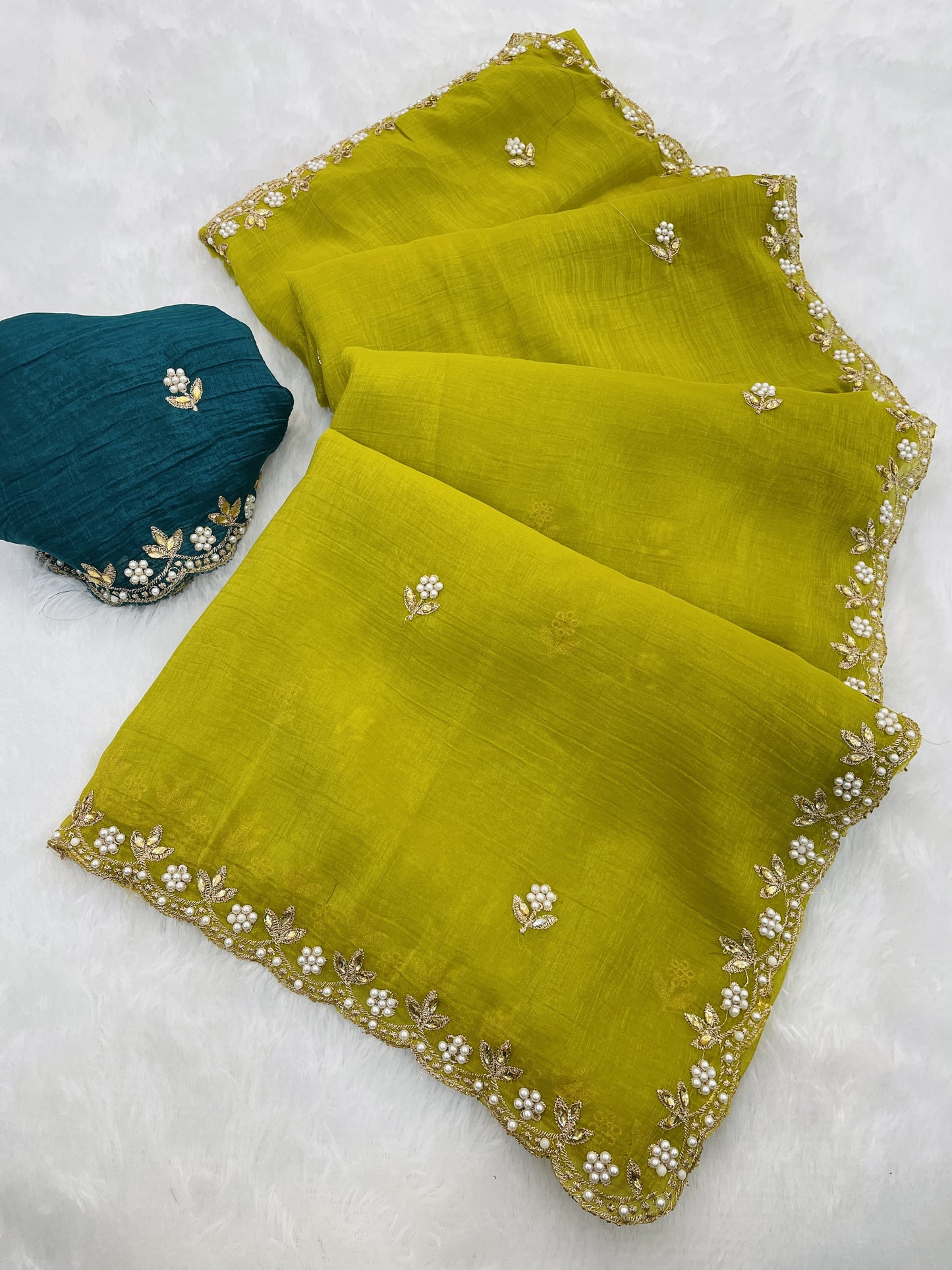 Heavy Crunchy Silk Embroidery Saree