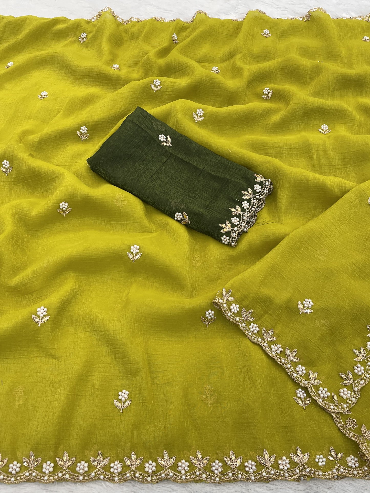 Heavy Crunchy Silk Embroidery Saree