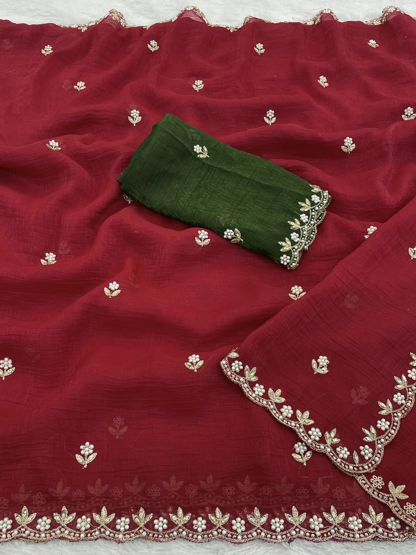 Heavy Crunchy Silk Embroidery Saree
