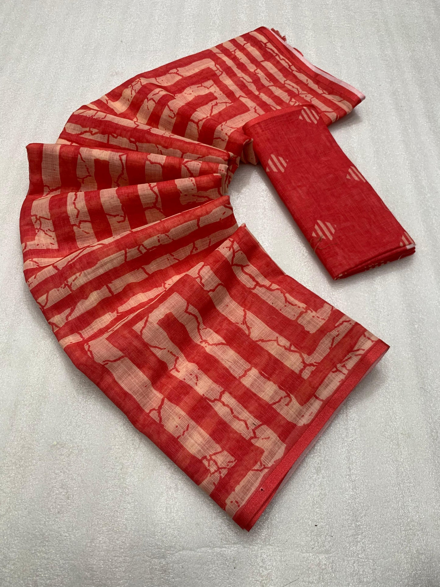 KALAMKARI PATOLA PURE LINEN SAREE AND BATIN BLOUSE
