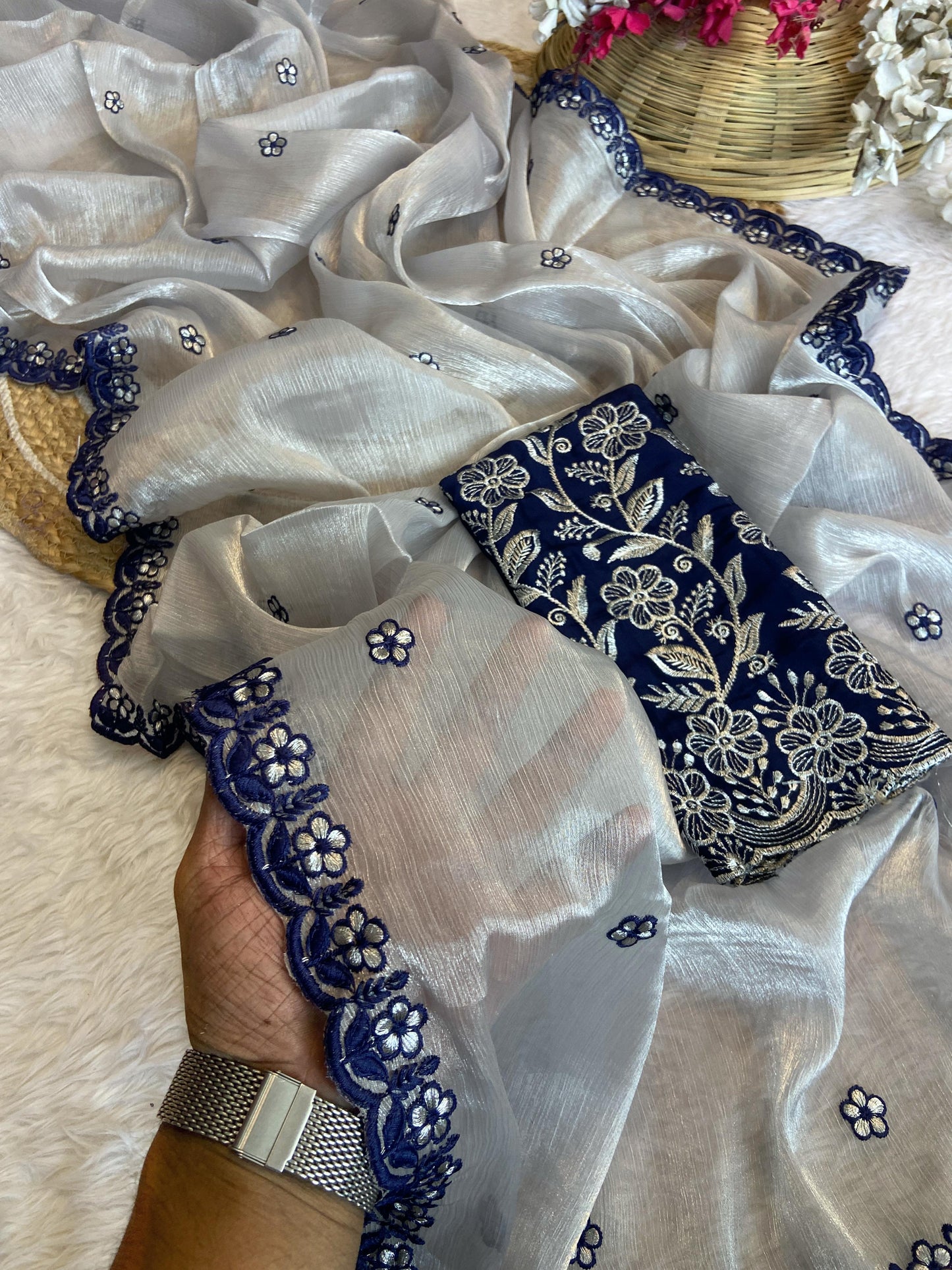JIMMY CHOO C PALLU SAREE AND RANGOLI BLOUSE