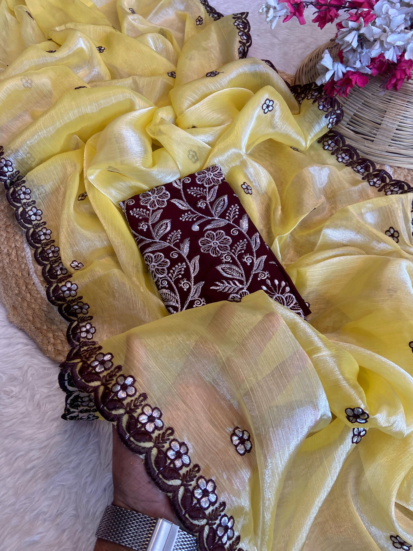 JIMMY CHOO C PALLU SAREE AND RANGOLI BLOUSE