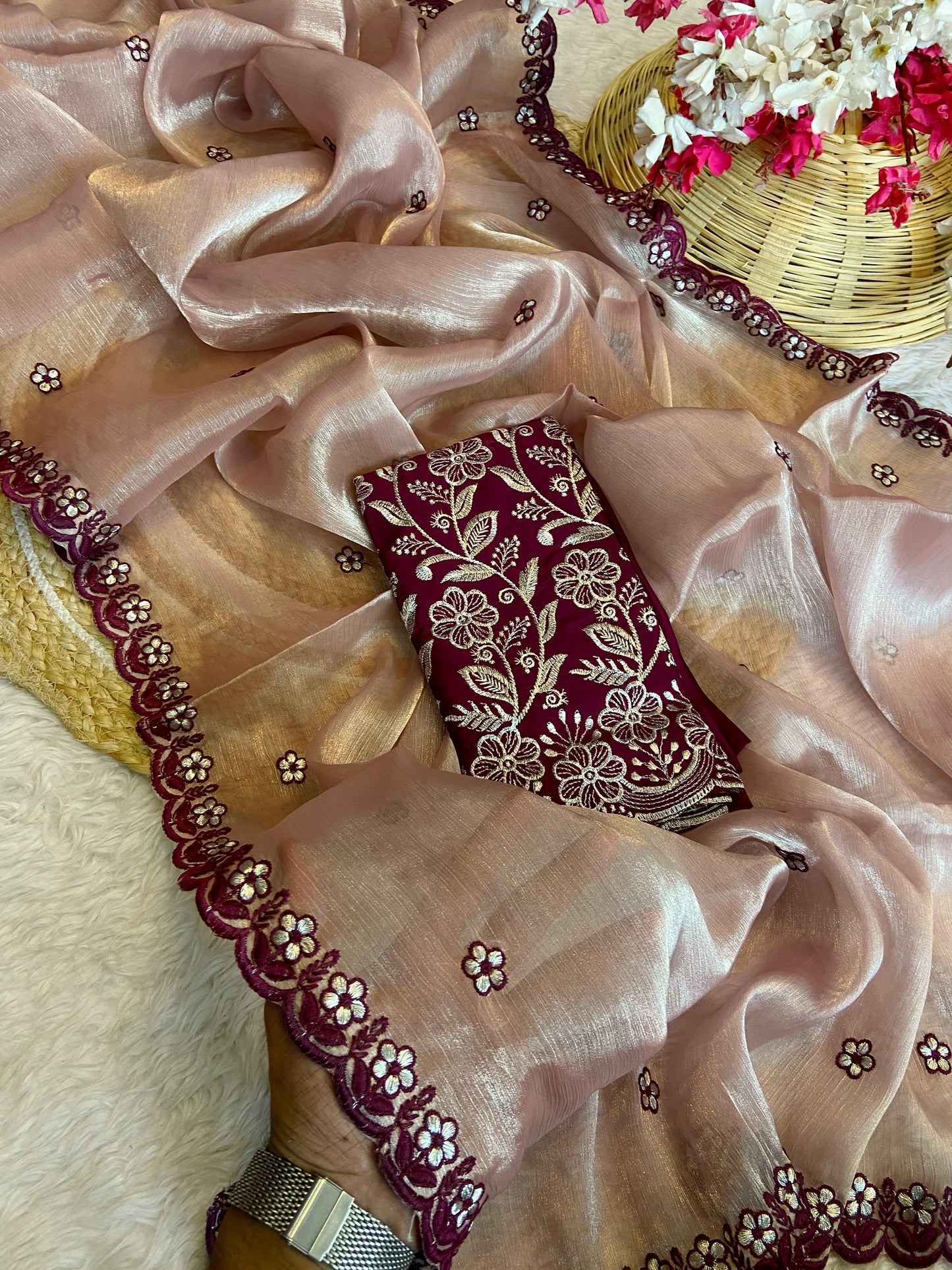 JIMMY CHOO C PALLU SAREE AND RANGOLI BLOUSE