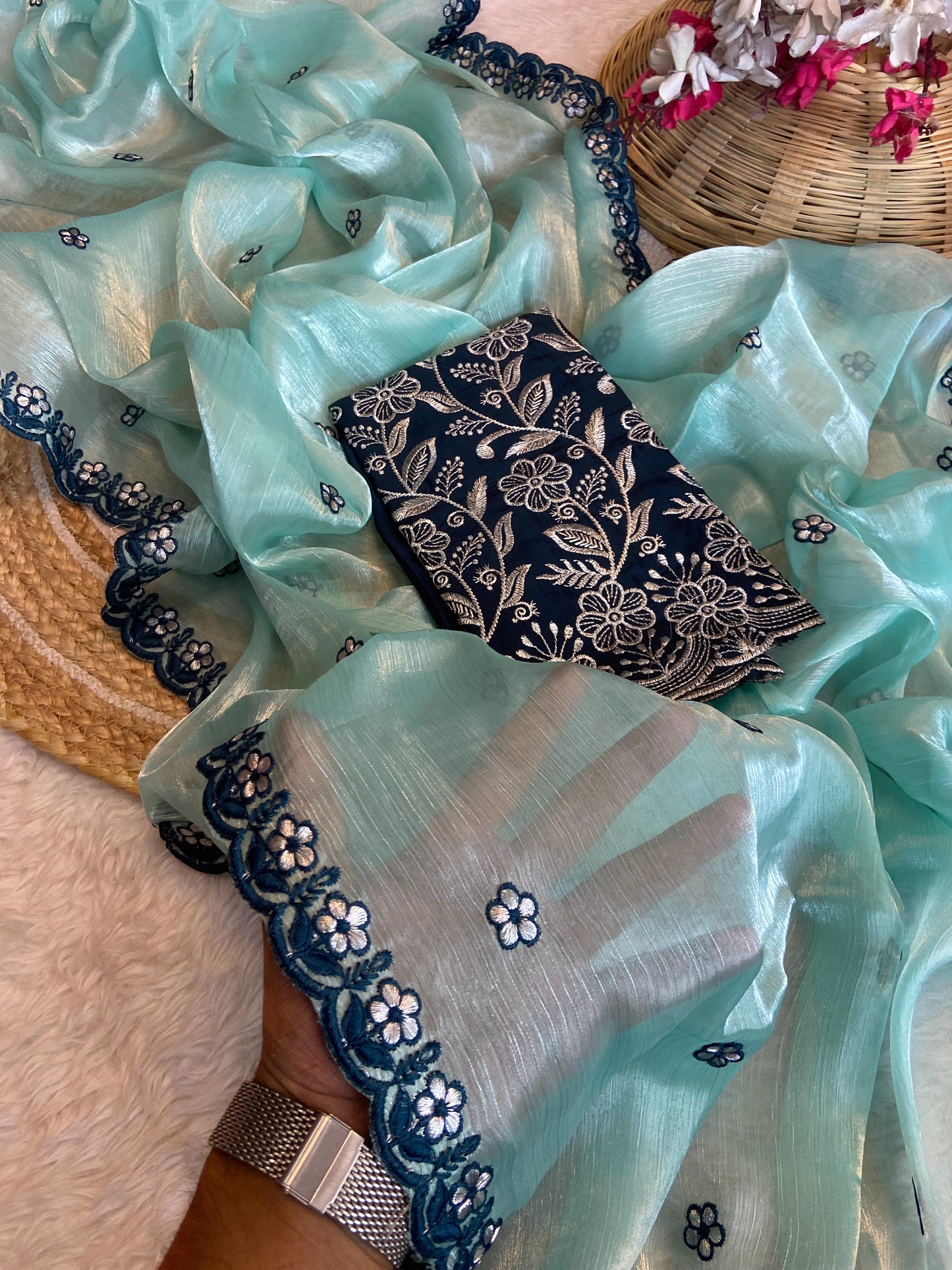 JIMMY CHOO C PALLU SAREE AND RANGOLI BLOUSE
