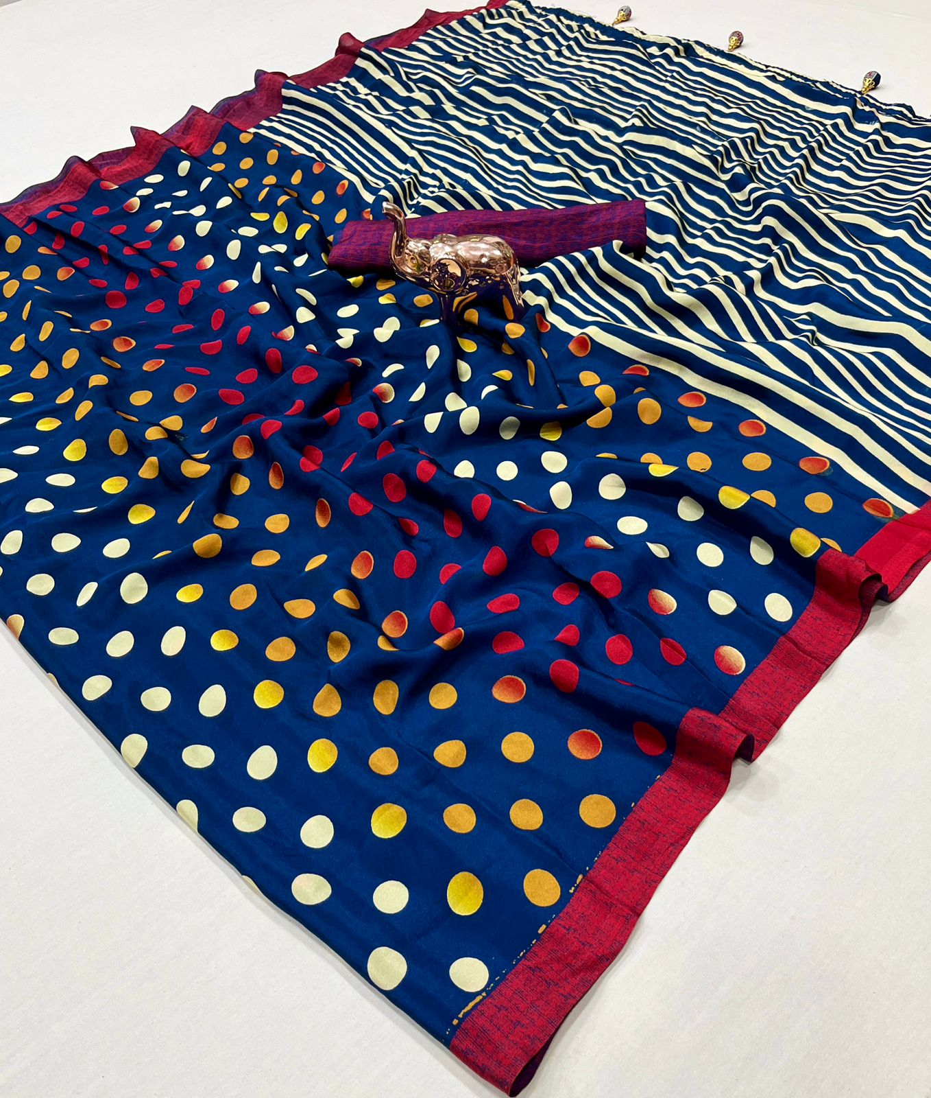 RANGILI GEORGETTE WITH MULTI COLOUR DOTS PRINTED SAREE COLLECTION