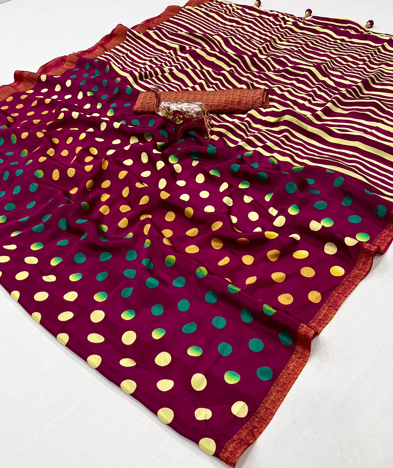 RANGILI GEORGETTE WITH MULTI COLOUR DOTS PRINTED SAREE COLLECTION