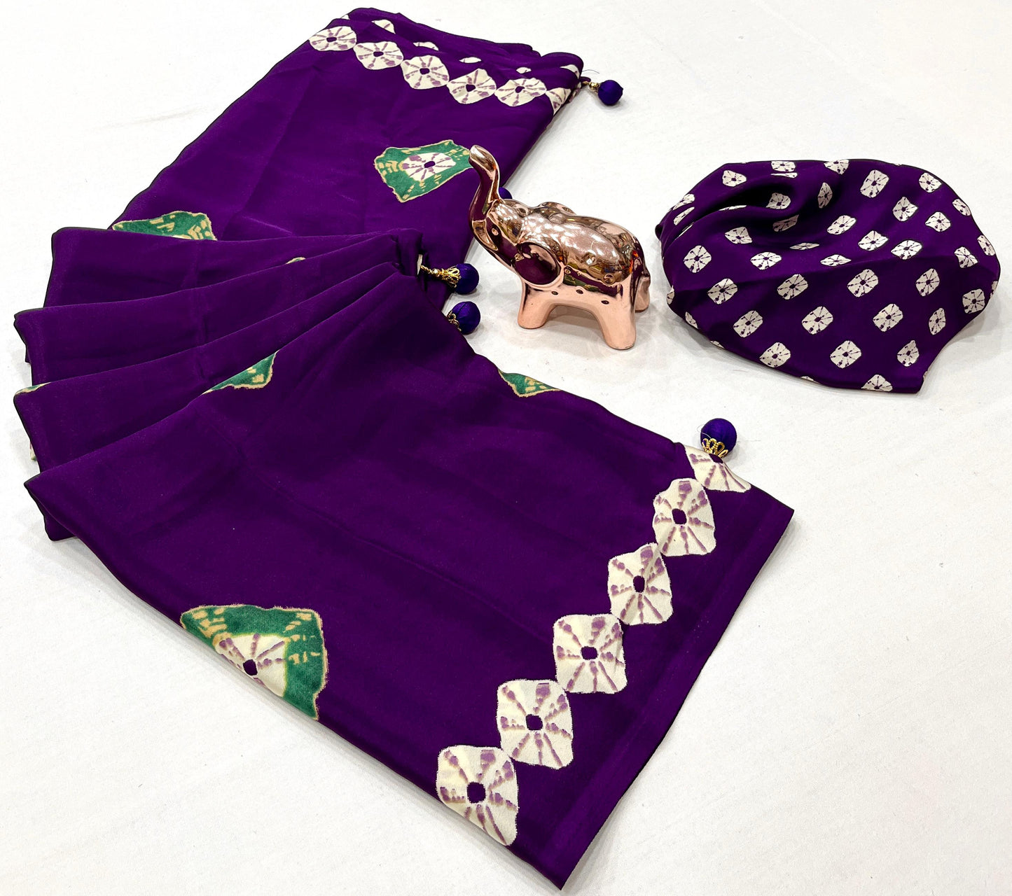 TRENDY BANDHANI PRINTED PURE CHIFFON SAREE