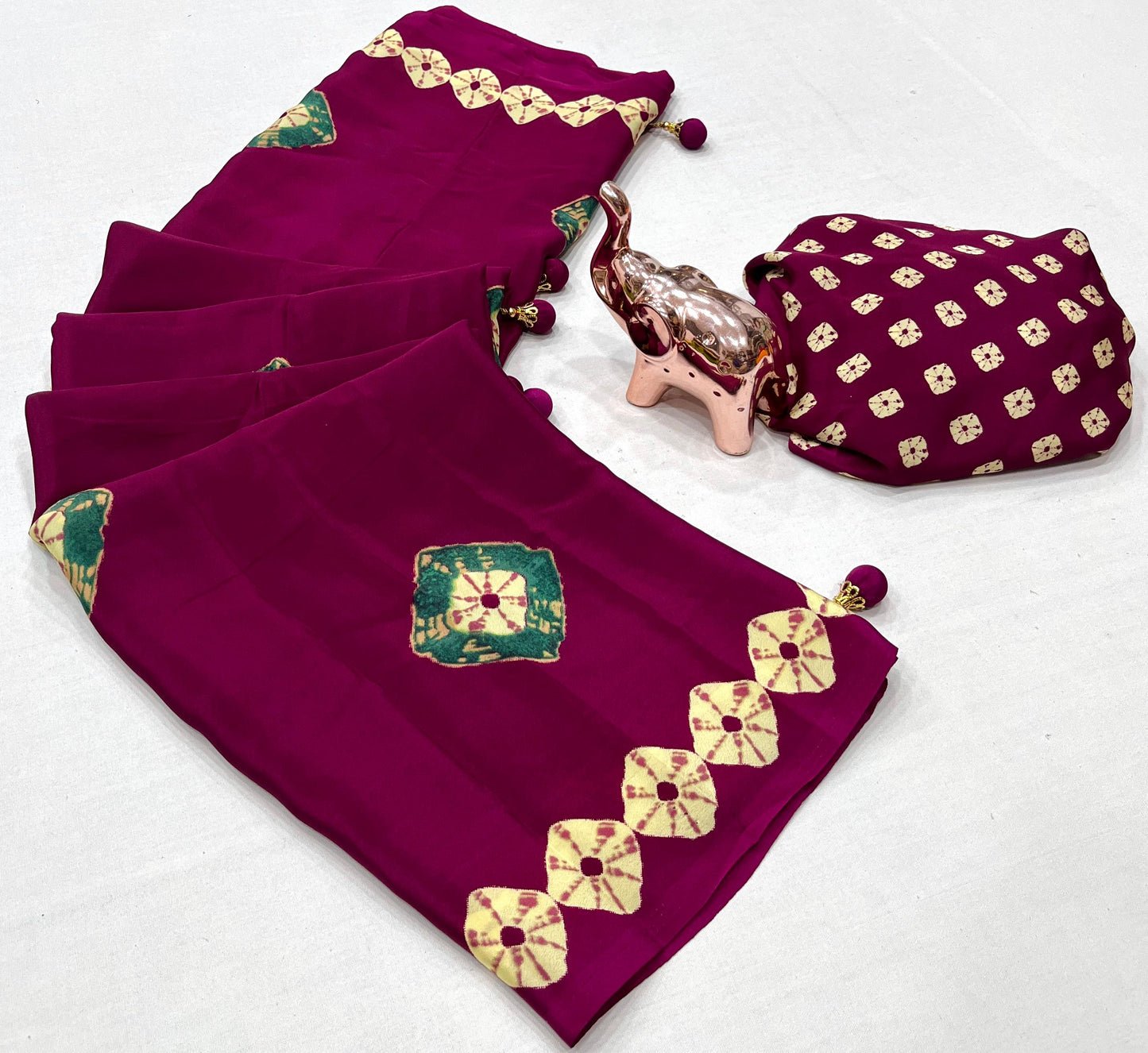 TRENDY BANDHANI PRINTED PURE CHIFFON SAREE