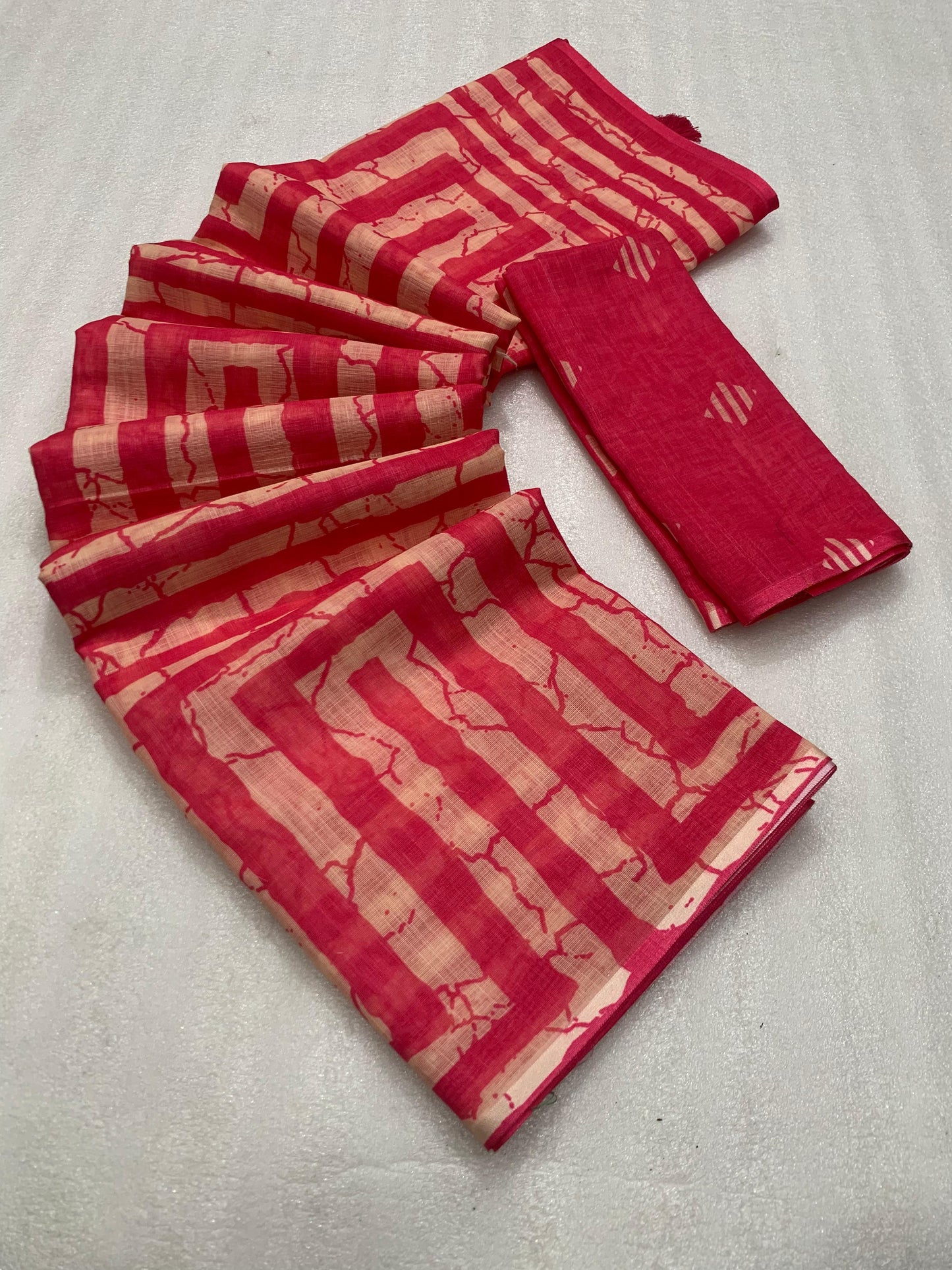 KALAMKARI PATOLA PURE LINEN SAREE AND BATIN BLOUSE