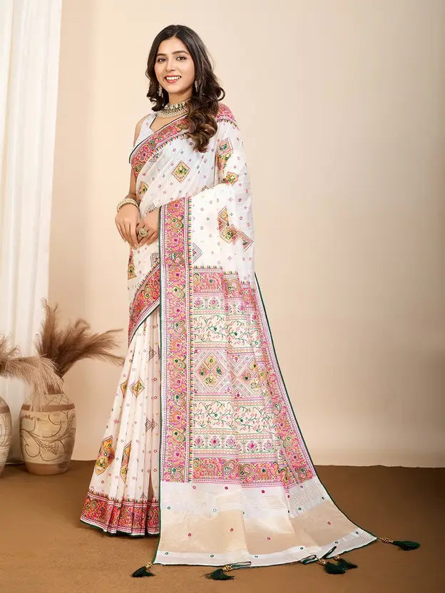 Self Designed Printed Bollywood Cotton Silk, Cotton Blend Saree