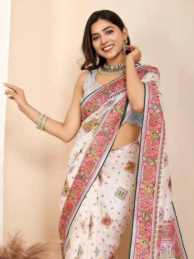 Self Designed Printed Bollywood Cotton Silk, Cotton Blend Saree