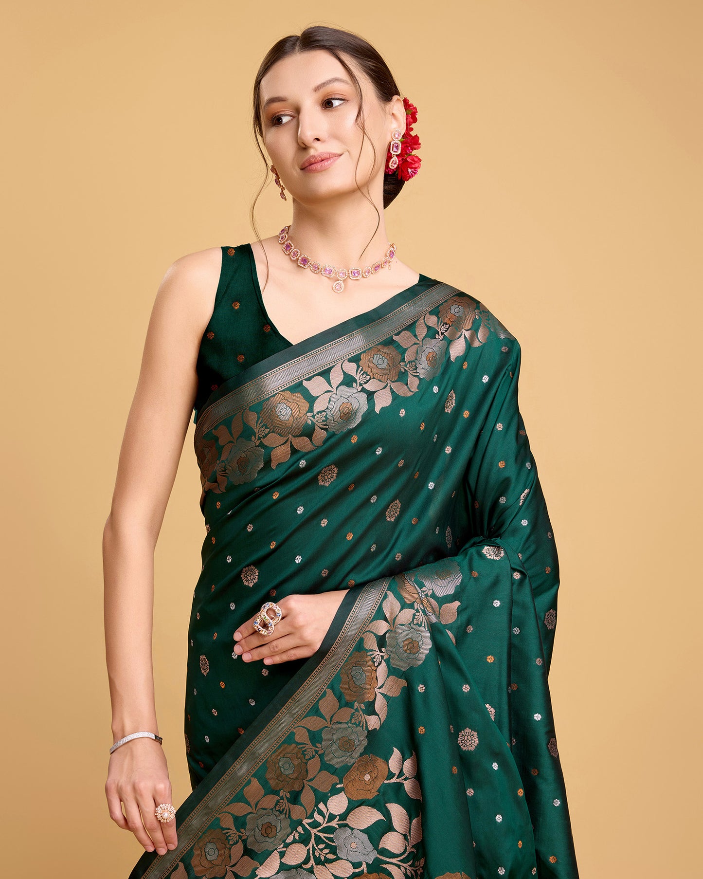 SARVADA FLORAL ZARI SILK DESIGNER BANARSI SAREE