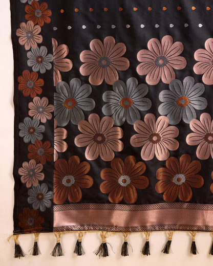 KHUSHI GRIVA DESIGNER FLORAL PRINT BANARSI PURE SILK SAREE