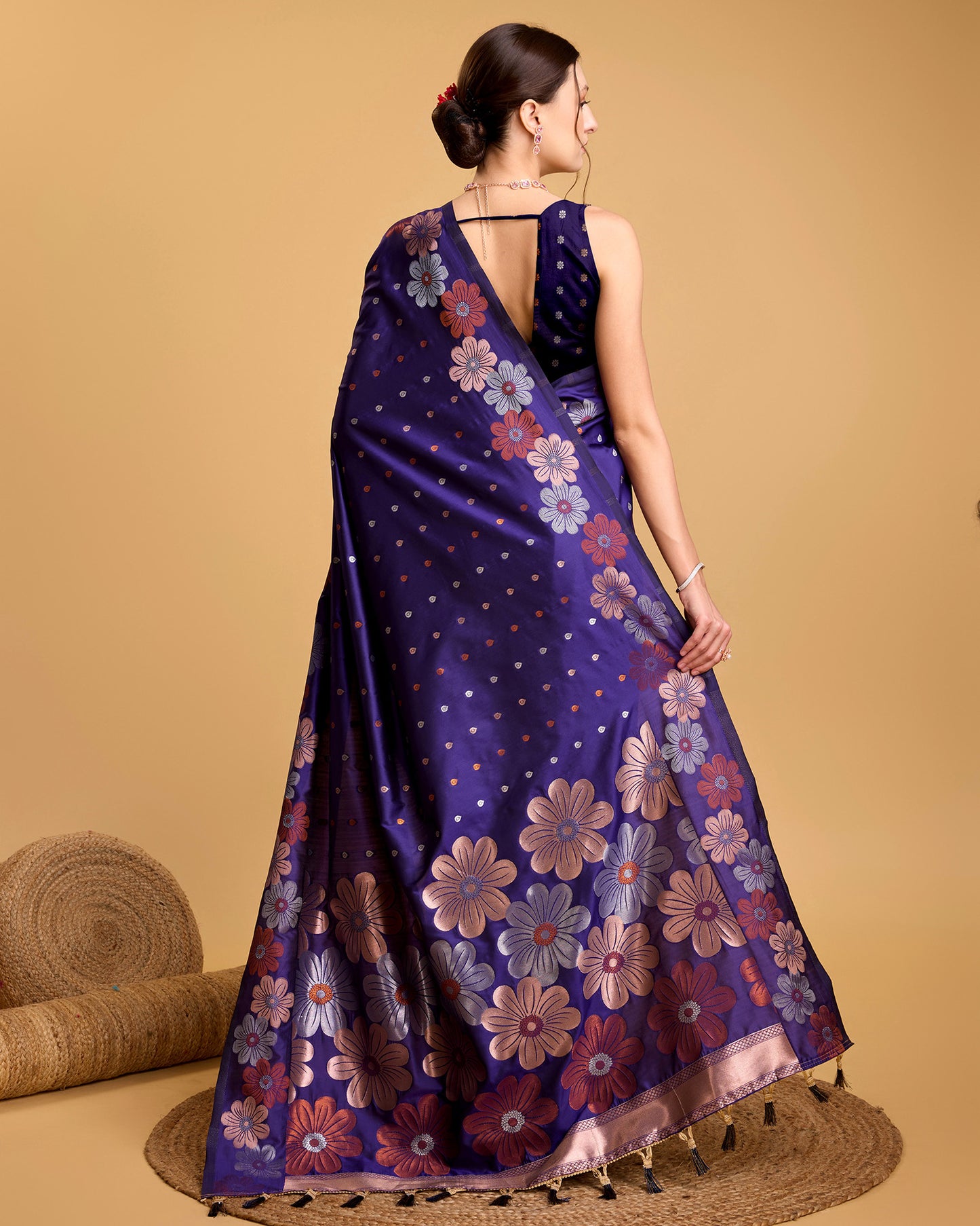 KHUSHI GRIVA DESIGNER FLORAL PRINT BANARSI PURE SILK SAREE