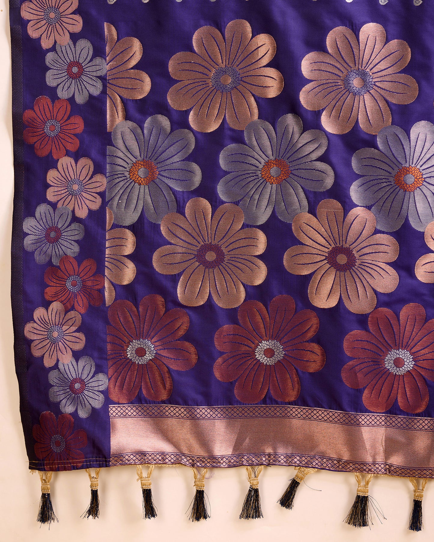 KHUSHI GRIVA DESIGNER FLORAL PRINT BANARSI PURE SILK SAREE