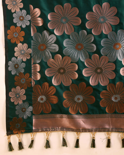 KHUSHI GRIVA DESIGNER FLORAL PRINT BANARSI PURE SILK SAREE