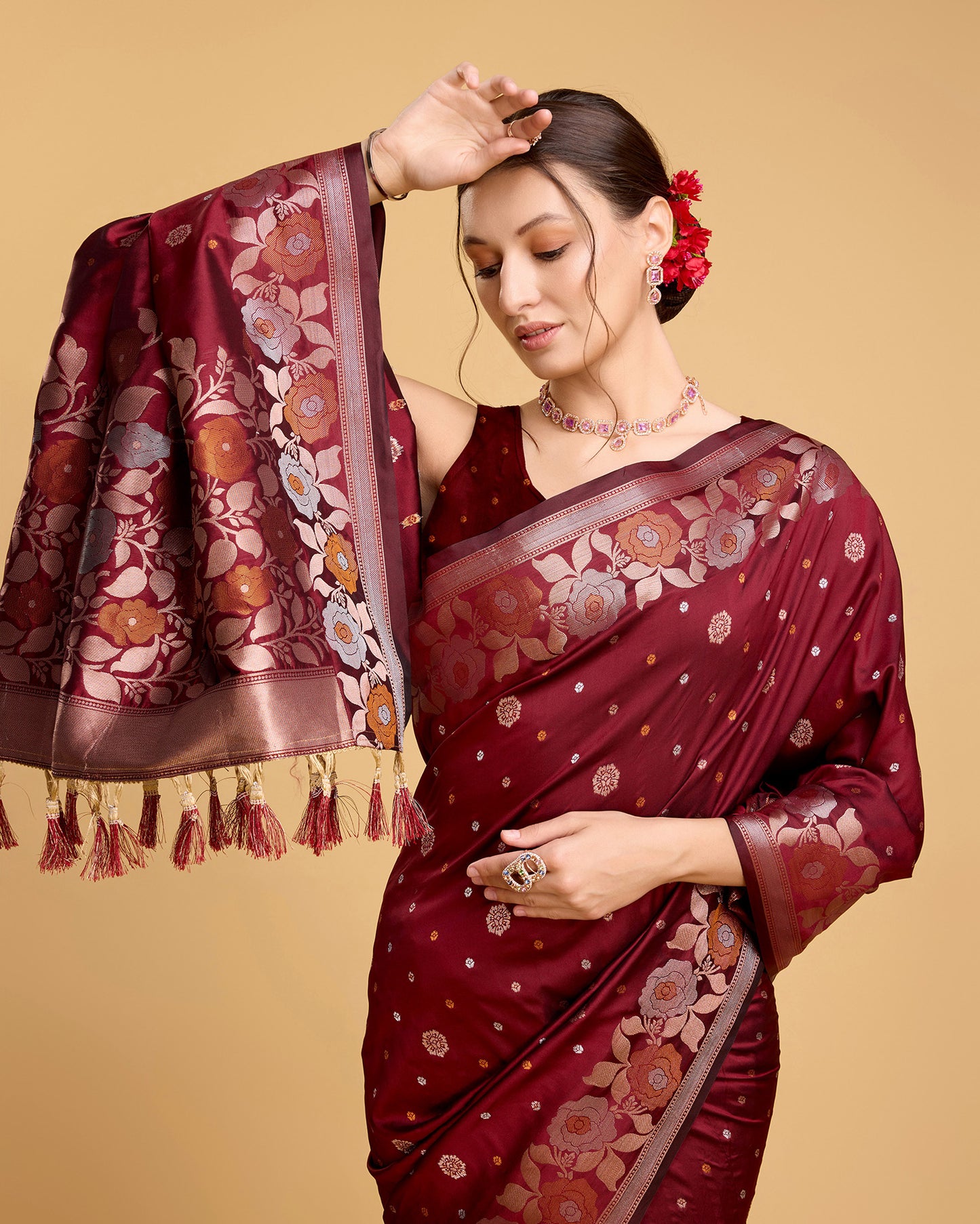 SARVADA FLORAL ZARI SILK DESIGNER BANARSI SAREE
