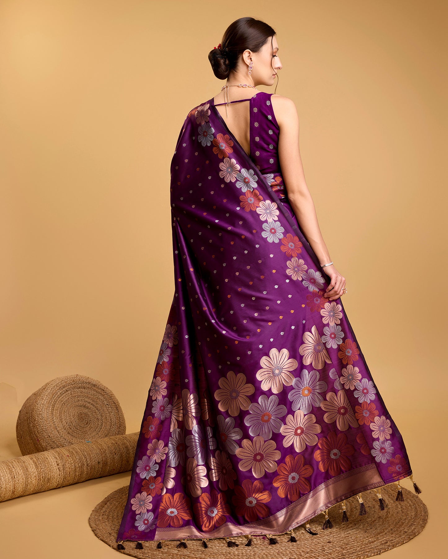 KHUSHI GRIVA DESIGNER FLORAL PRINT BANARSI PURE SILK SAREE