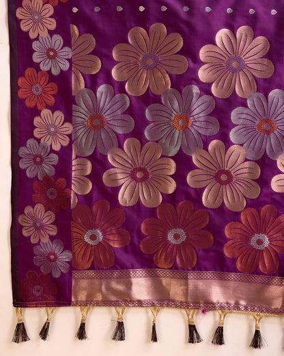 KHUSHI GRIVA DESIGNER FLORAL PRINT BANARSI PURE SILK SAREE