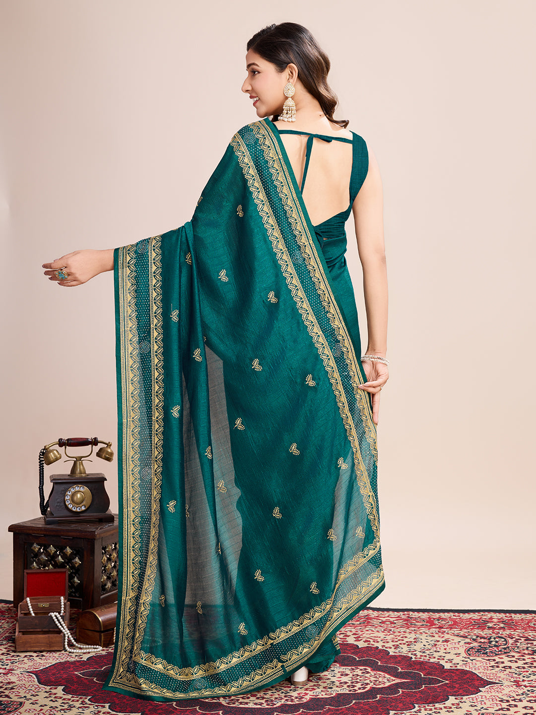 VICHITRA SOFT SILK SAREE WITH INTRICATE EMBROIDERY
