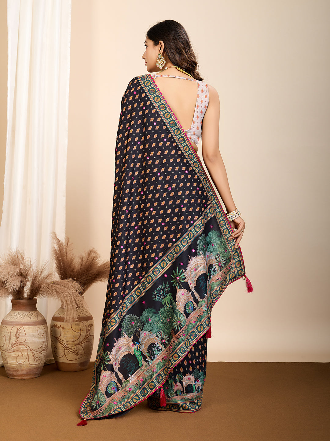 VEDANTA VASTRAM MASLIN COTTON PRINTED & HAND WORK FANCY SAREE