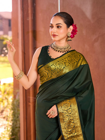 SATRANI PURE SILK CREPE PRINTED SAREE WITH UNSTITCHED BLOUSE