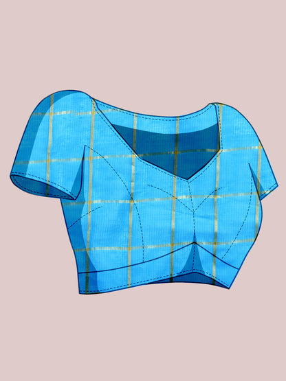 NIMIDIYA PEACH ZARI WOVEN KOTA DORIA SILK SAREE