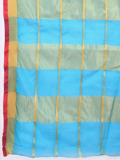 NIMIDIYA PEACH ZARI WOVEN KOTA DORIA SILK SAREE