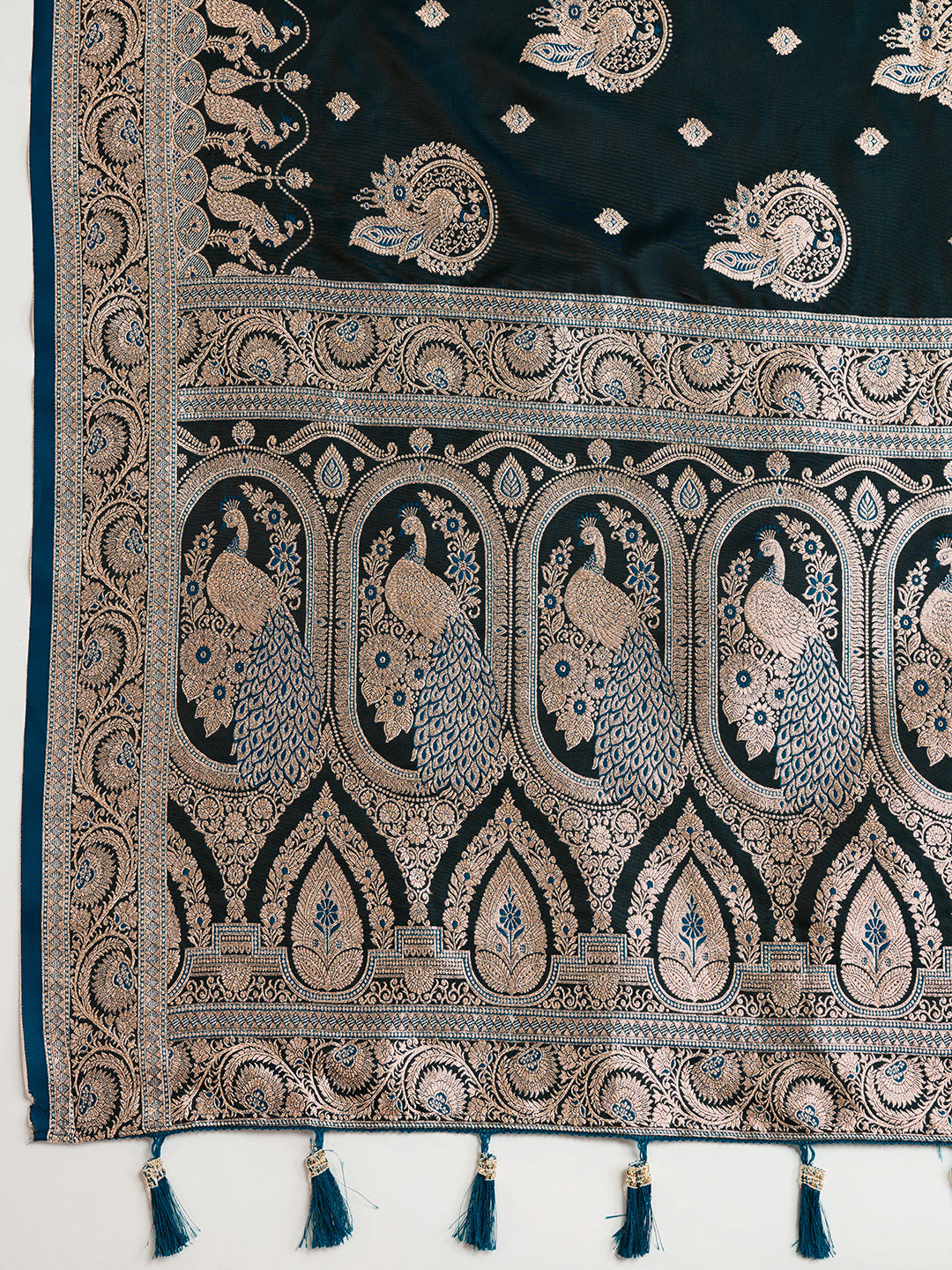 KAVYA BLUE SATIN SILK ZARI WOVEN SAREE