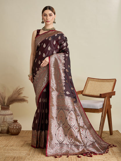 ANNU TEAL PURE SILK SAREE FEATURING TRADITIONAL BANARSI ZARI WEAVING PATTERNS