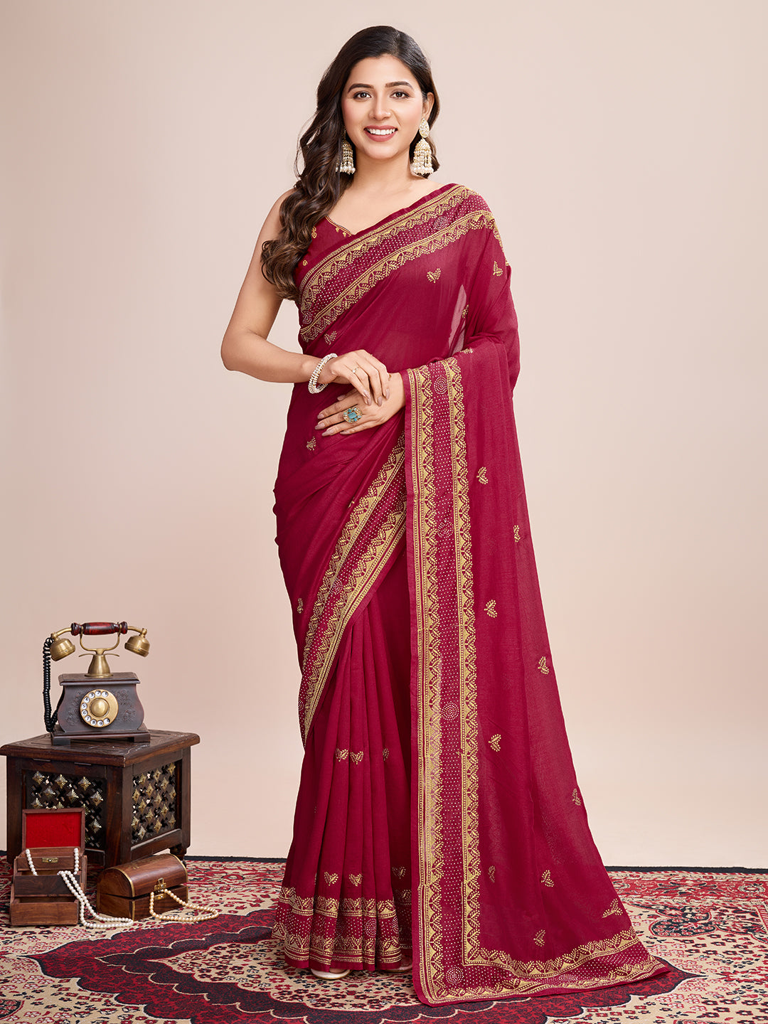 VICHITRA SOFT SILK SAREE WITH INTRICATE EMBROIDERY