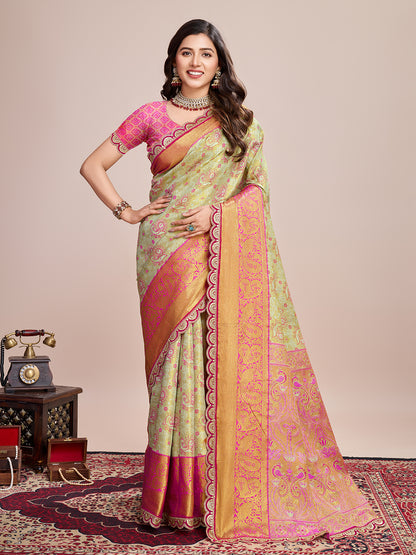 MUNIR WOVEN KANJIVARAM ZARI SILK SAREE