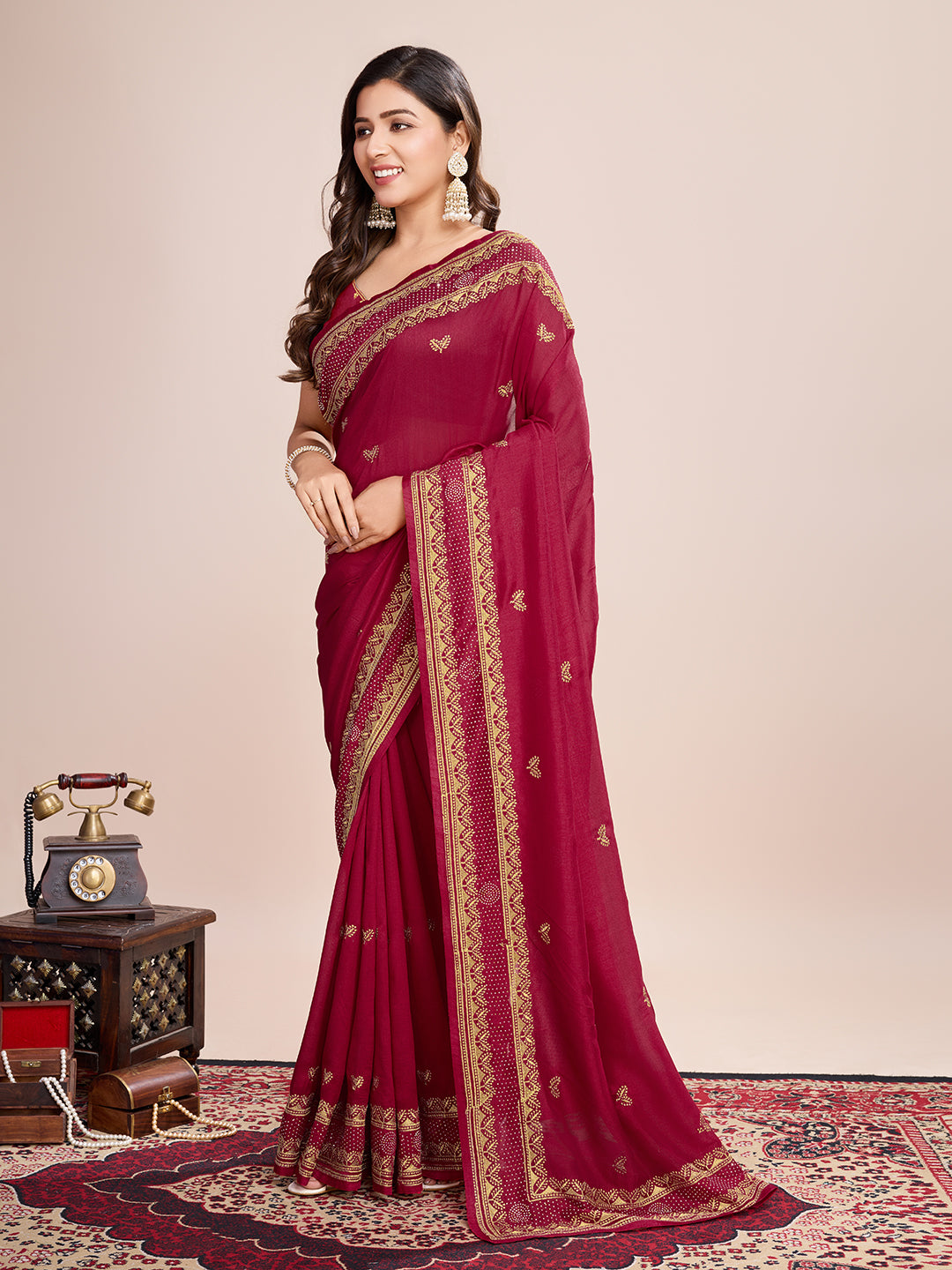 VICHITRA SOFT SILK SAREE WITH INTRICATE EMBROIDERY