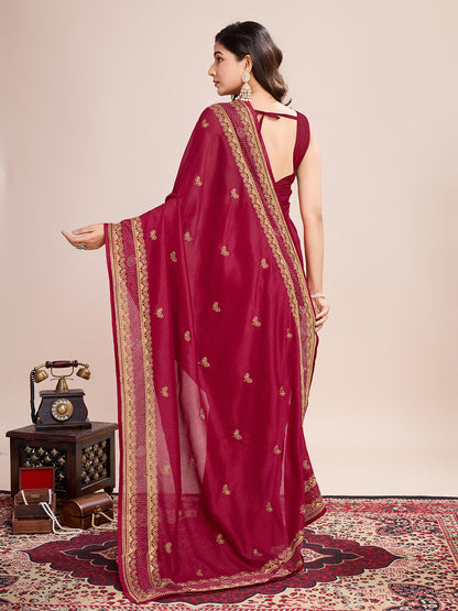 VICHITRA SOFT SILK SAREE WITH INTRICATE EMBROIDERY