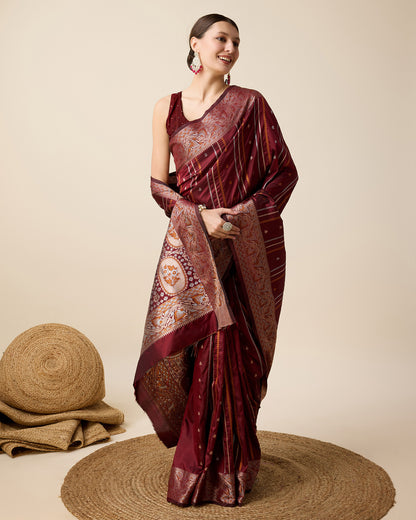 KAVYA WOMEN PARTY WEAR JARI WEAVING WORKED BANARSI SILK SAREE