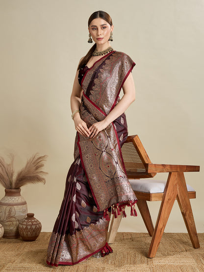 ANNU TEAL PURE SILK SAREE FEATURING TRADITIONAL BANARSI ZARI WEAVING PATTERNS