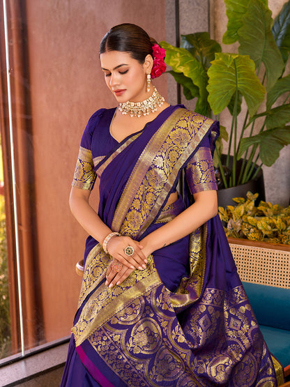 SATRANI PURE SILK CREPE PRINTED SAREE WITH UNSTITCHED BLOUSE