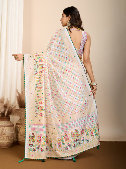 VEDANTA VASTRAM MASLIN COTTON PRINTED & HAND WORK FANCY SAREE