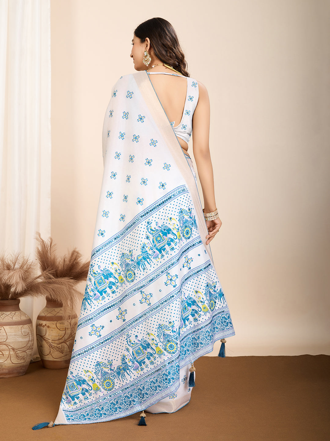 GAJJI PRINTED PARTY WEAR COTTON SILK SAREE &amp; COTTON LINEN SAREE