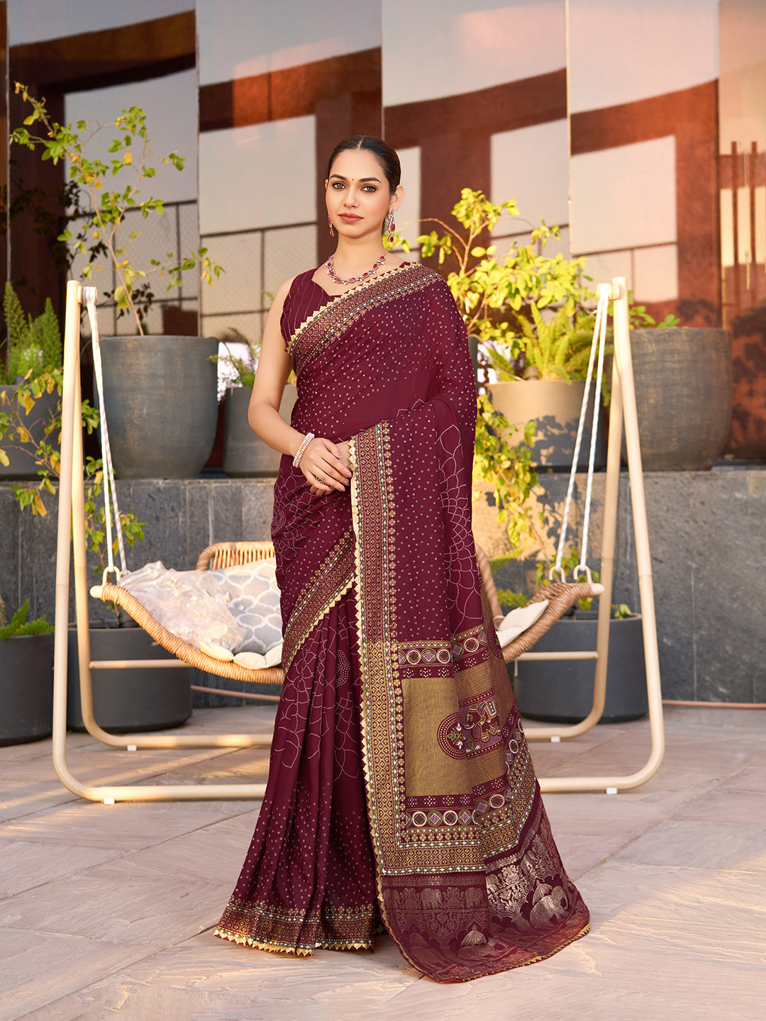 SATRANI WOMEN'S BANDHANI COTTON SAREE