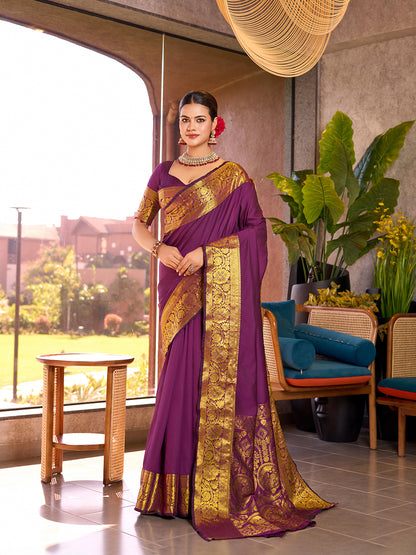 SATRANI PURE SILK CREPE PRINTED SAREE WITH UNSTITCHED BLOUSE