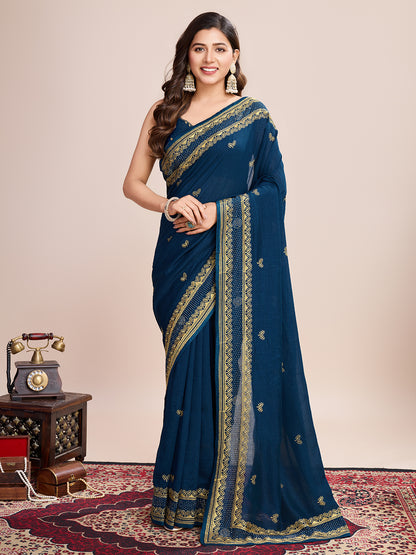 VICHITRA SOFT SILK SAREE WITH INTRICATE EMBROIDERY