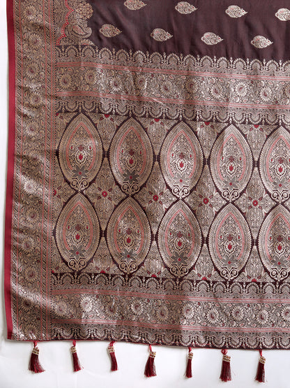 ANNU TEAL PURE SILK SAREE FEATURING TRADITIONAL BANARSI ZARI WEAVING PATTERNS